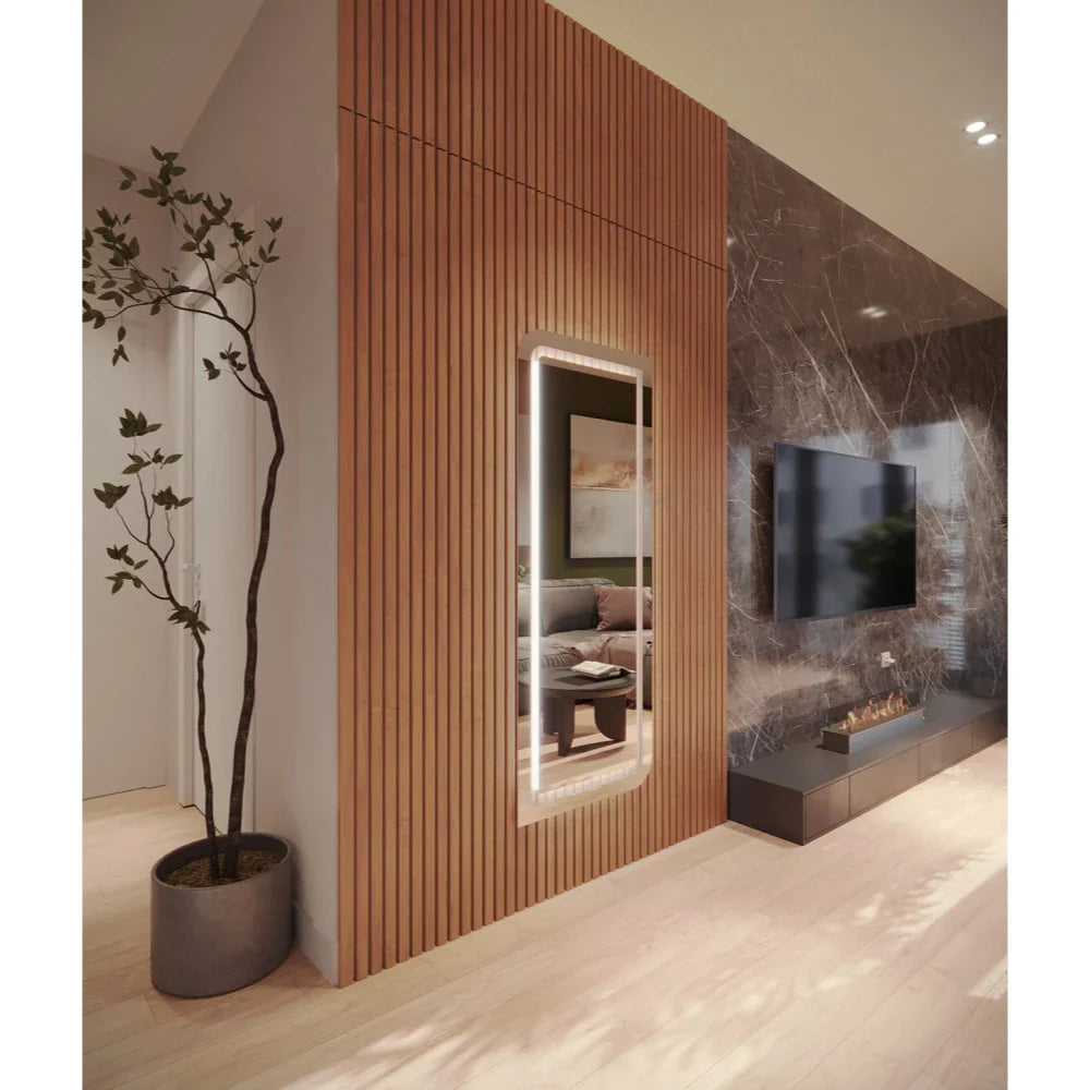 EL24 Organiczne Lustro Stojące z LED - Polerowany Design 170 x 70 cm