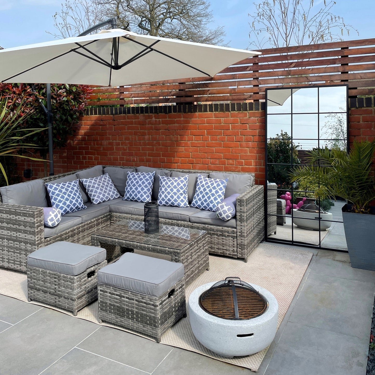 Miroir Fenêtre Industriel Brooklyn en Métal Noir Mat - 180 x 90 cm