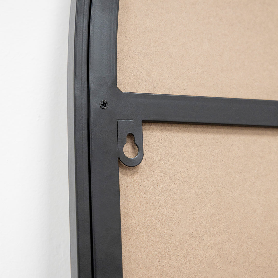 Miroir Trumeau Arqué en Métal Noir - Design Élégant (120 x 90 cm)