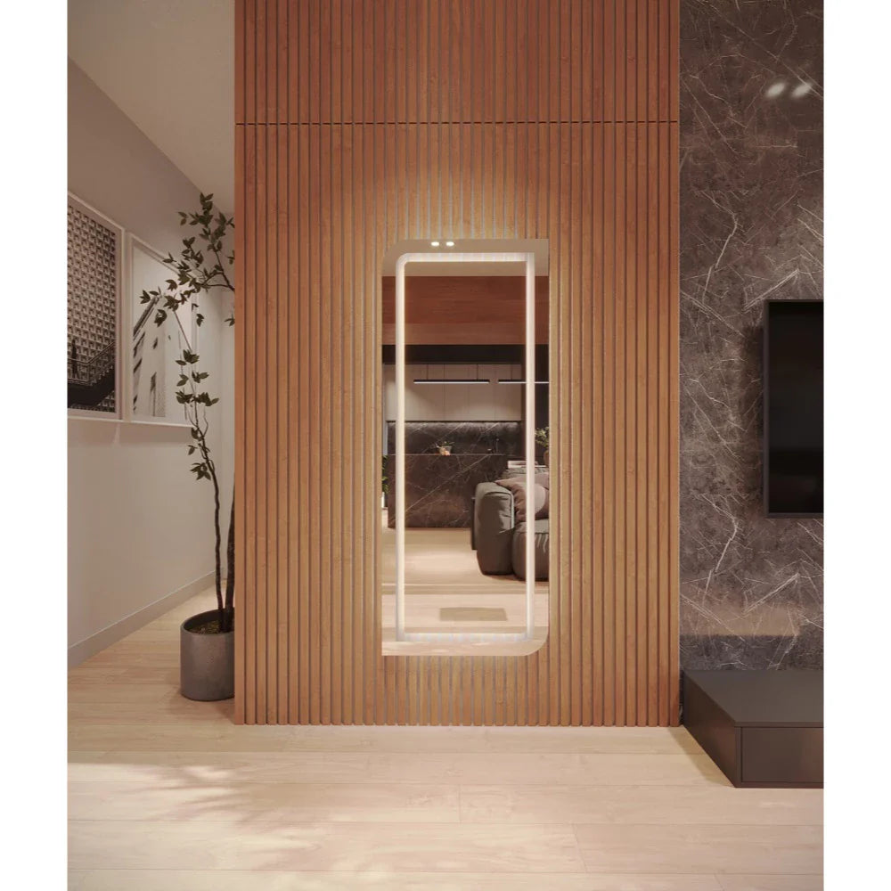 EL24 Organiczne Lustro Stojące z LED - Polerowany Design 170 x 70 cm