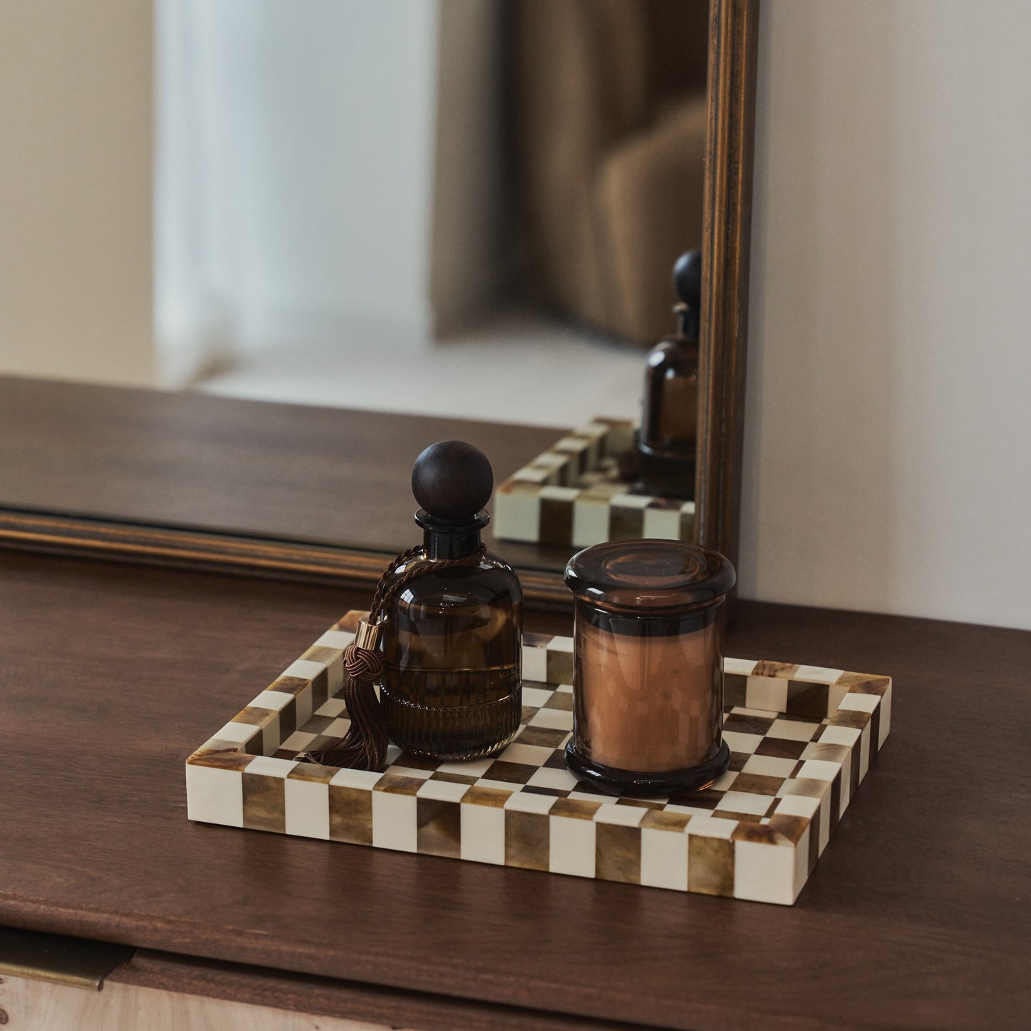 Miroir de Cheminée Arqué Amelia - Finition Or Antique Luxueux - 100 x 87 cm