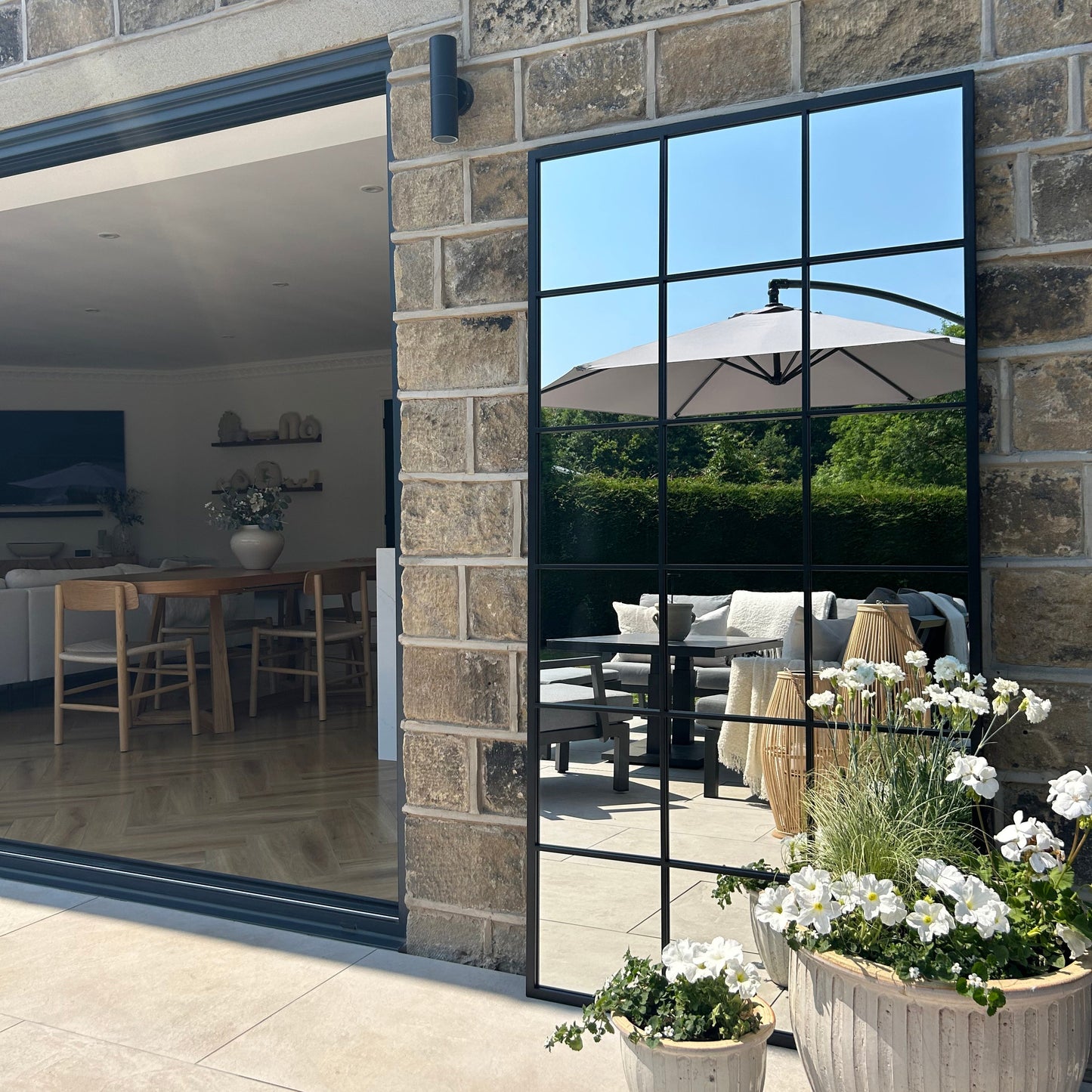 Miroir Fenêtre Industriel Brooklyn en Métal Noir Mat - 180 x 90 cm