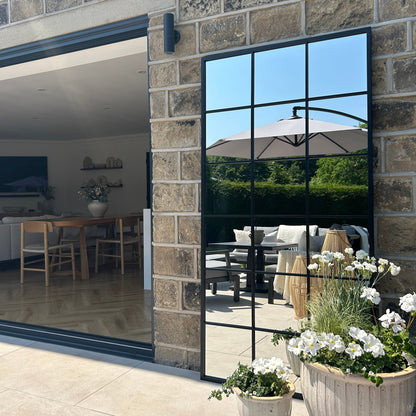 Miroir Fenêtre Industriel Brooklyn en Métal Noir Mat - 180 x 90 cm