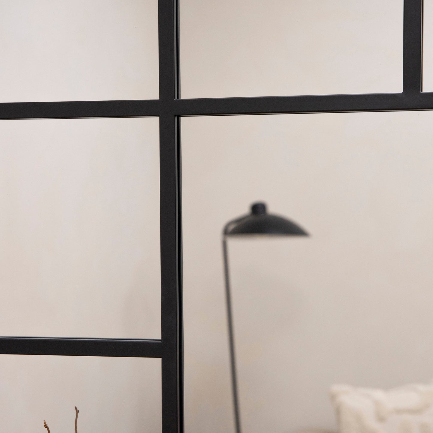 Duże Lustro Okno Industrialne Camden - Stal Czarny Mat - 179 x 119 cm