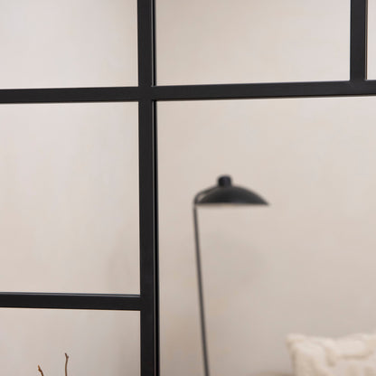 Duże Lustro Okno Industrialne Camden - Stal Czarny Mat - 179 x 119 cm