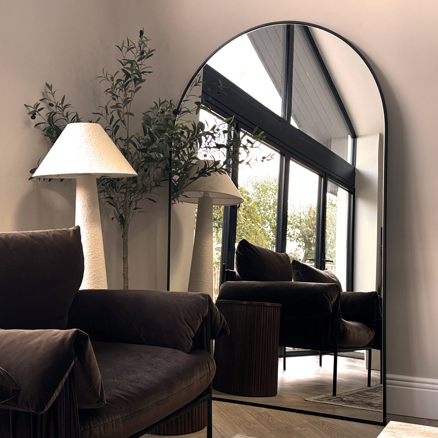 Miroir Arqué XXL Noir 180x110 cm - Design Minimaliste en Métal