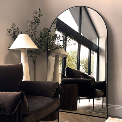 Miroir Arqué XXL Noir 180x110 cm - Design Minimaliste en Métal
