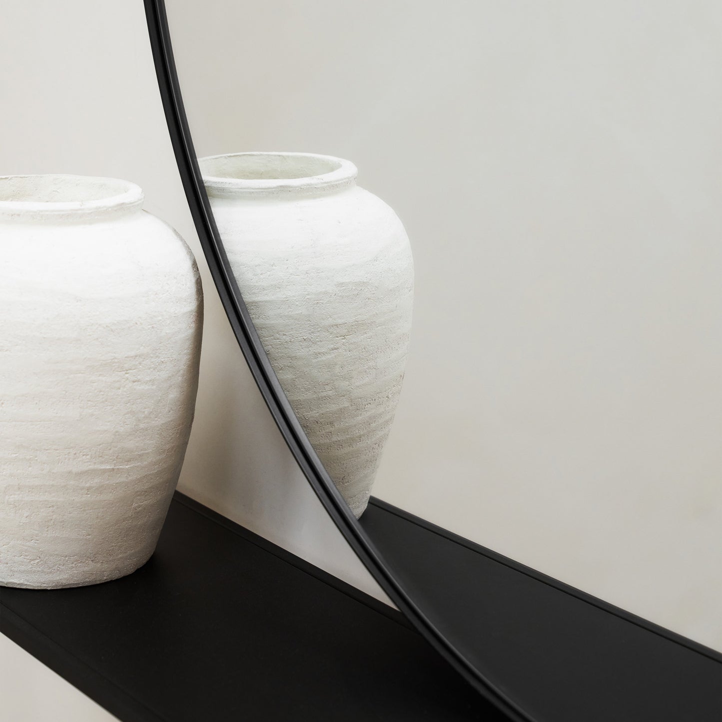 Miroir Mural Rond Theo en Métal Noir Mat - Design Industriel Minimaliste - 120 cm