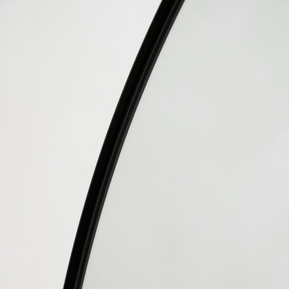 Miroir Mural Rond Theo en Métal Noir Mat - Design Industriel Minimaliste - 120 cm