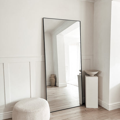 Lustro prostokątne Theo - Duży format 179 x 80 cm - Rama z czarnego matowego metalu w stylu industrialnym