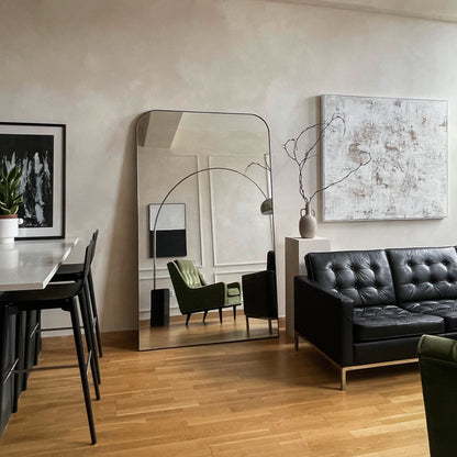 Lustro podłogowe łukowe Theo – Czarny Matowy Metal – Rozmiar XXL 200 x 120 cm