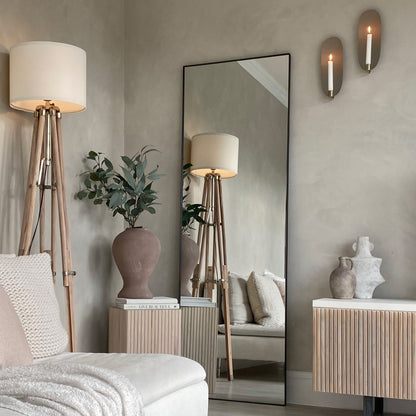 Lustro prostokątne Theo na całą długość - styl industrialny, czarny metal - 179 x 60 cm