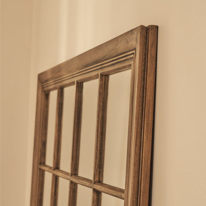 Miroir Fenêtre Sasha - Grand Format 180 x 100 cm en Bois Foncé Style Shabby Chic