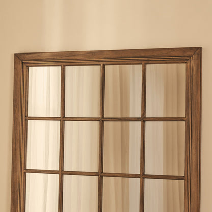Miroir Fenêtre Sasha - Grand Format 180 x 100 cm en Bois Foncé Style Shabby Chic