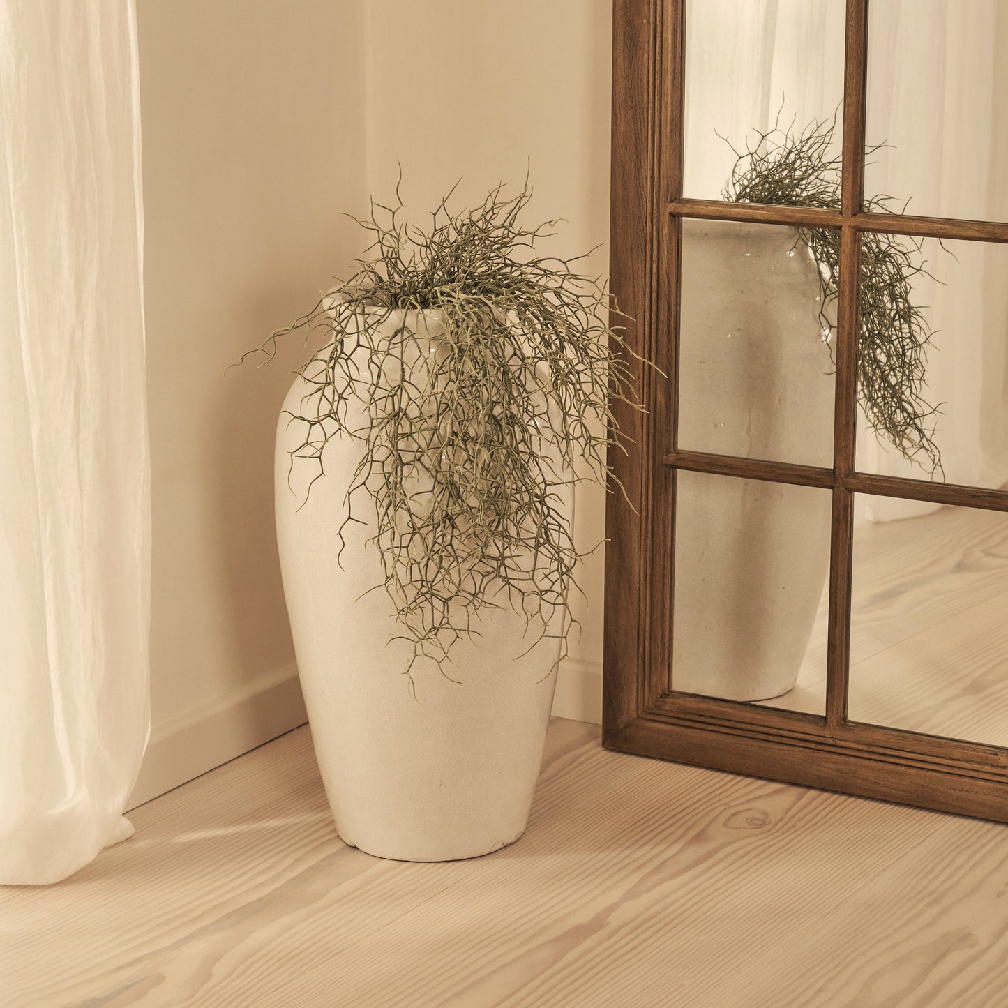 Miroir Fenêtre Sasha - Grand Format 180 x 100 cm en Bois Foncé Style Shabby Chic
