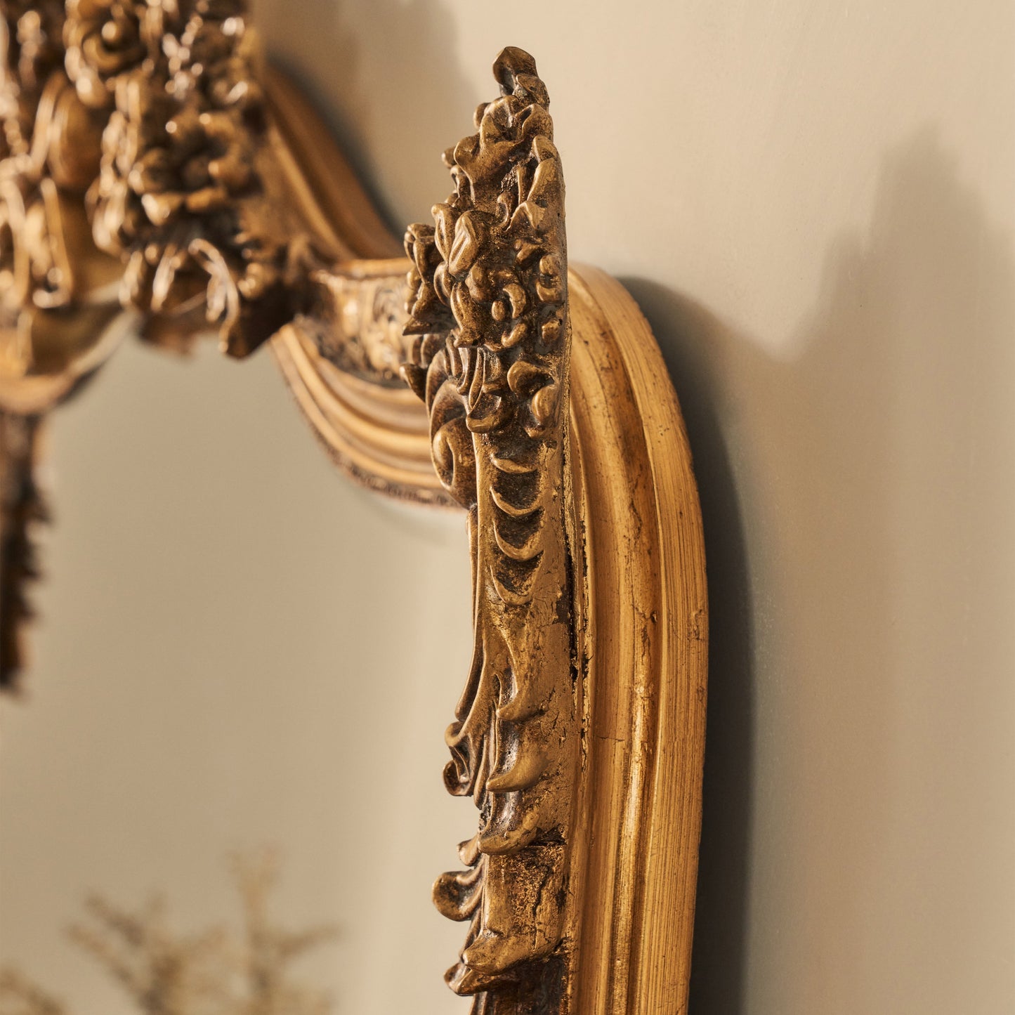 Miroir Mural Arqué Francesca - Style Baroque Royal Doré - 109 x 100 cm