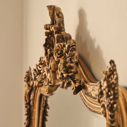 Miroir Mural Arqué Francesca - Style Baroque Royal Doré - 109 x 100 cm