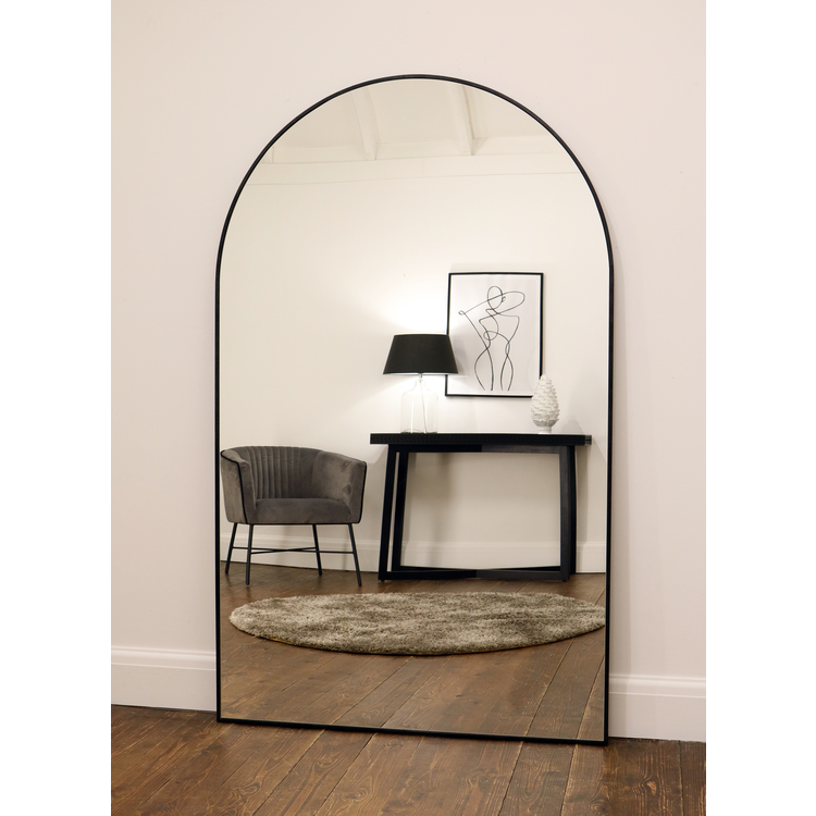 Miroir Arqué XXL Noir 180x110 cm - Design Minimaliste en Métal