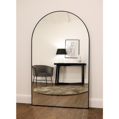 Miroir Arqué XXL Noir 180x110 cm - Design Minimaliste en Métal