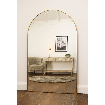 Duże Lustro Ścienne Arched Pełnej Długości – Złota Metalowa Rama Prestige (180 x 110 cm)