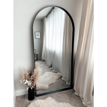Miroir Arqué Mural et Plein Pied Arcus - Cadre en Métal Noir Mat - 170 x 80 cm